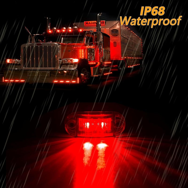 ALFU 10 Pack Red DC12-24V IP68 Waterproof LED Trailer Lights Kit Front Rear LED Side Marker Clearance Indicators Light for RV Camper Truck Van Caravan Boat - Image 3